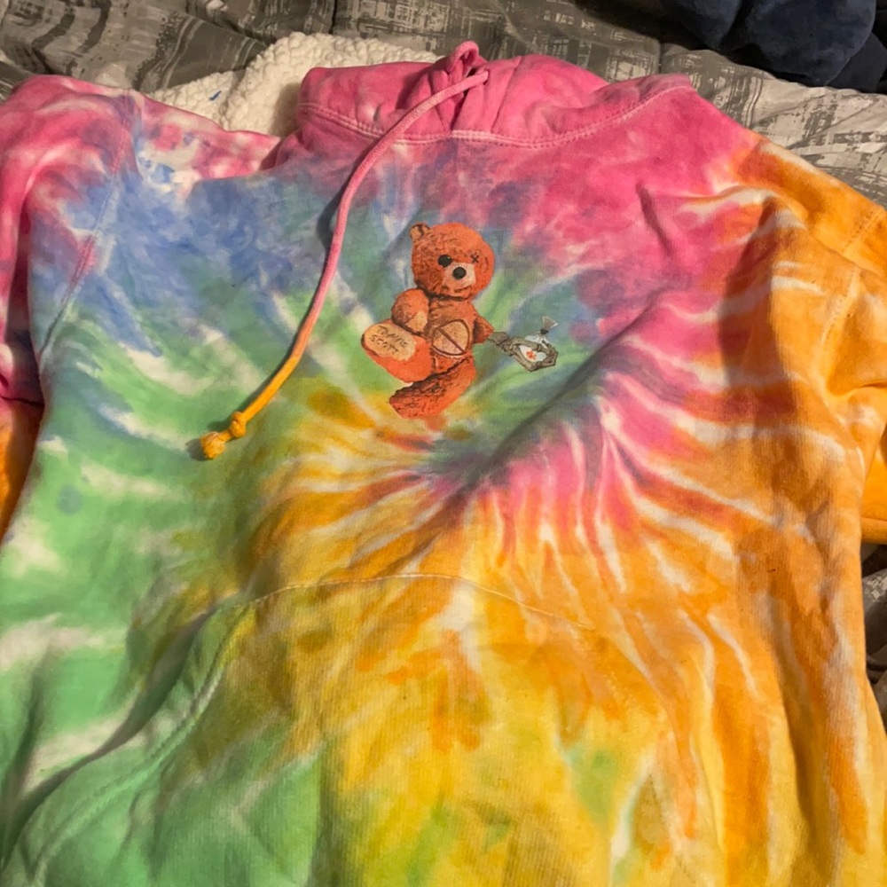Travis Scott astroworld tour skipping bear hoodie tie dye
